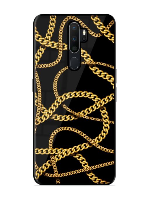 Decorative Golde Chain Glossy Metal Phone Cover for Oppo A9 Zapvi