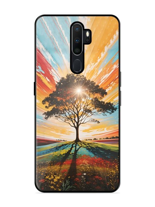 Abstract Tree Colorful Art Glossy Metal Phone Cover for Oppo A9 Zapvi