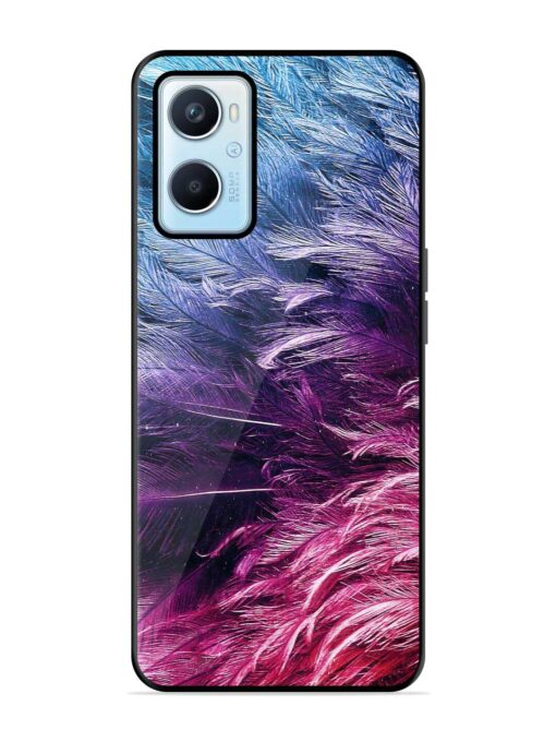 Light Grey Feather Background Glossy Metal Phone Cover for Oppo A96 Zapvi