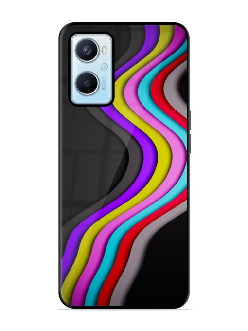 Liquid Blue Abstract Glossy Metal Phone Cover for Oppo A96