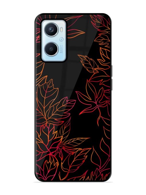 Red Floral Pattern Glossy Metal Phone Cover for Oppo A96