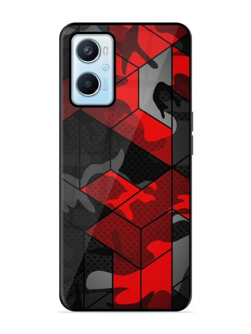 Royal Red Camouflage Pattern Glossy Metal Phone Cover for Oppo A96 Zapvi