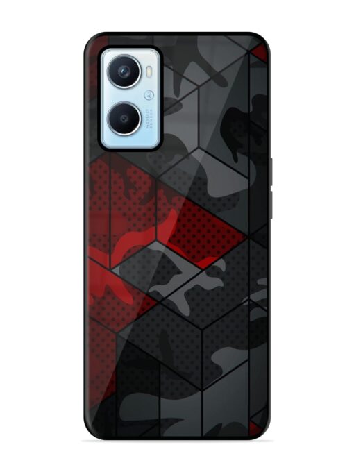 Red And Grey Pattern Glossy Metal Phone Cover for Oppo A96