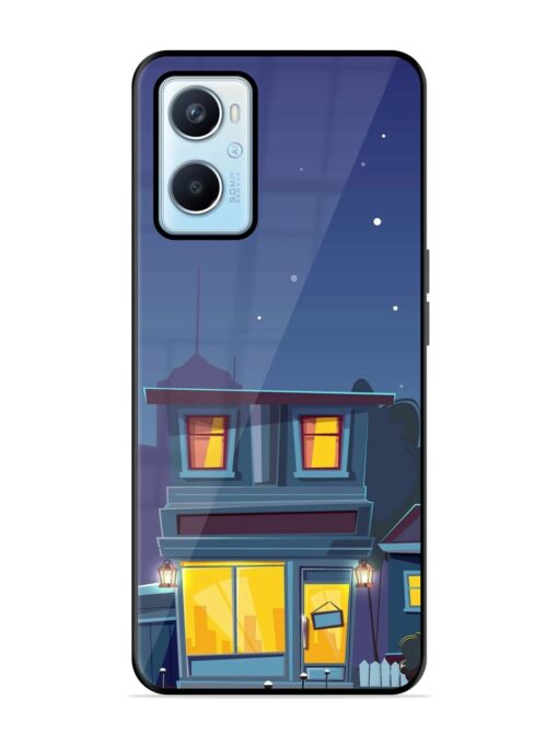 Vector Night House Glossy Metal Phone Cover for Oppo A96 Zapvi