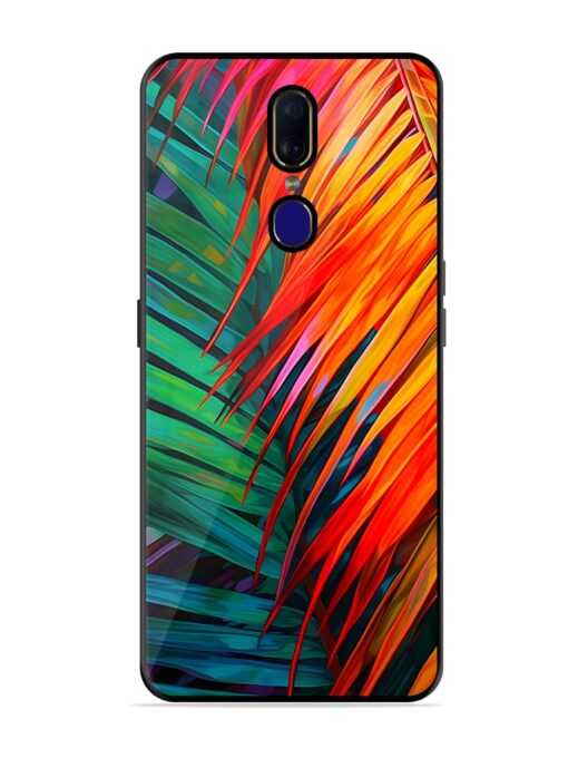 Painted Tropical Leaves Glossy Metal Phone Cover for Oppo F11 Zapvi