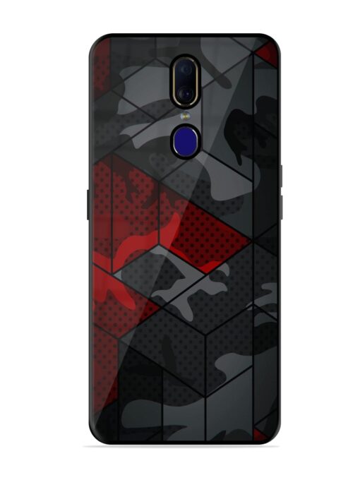 Red And Grey Pattern Glossy Metal Phone Cover for Oppo F11