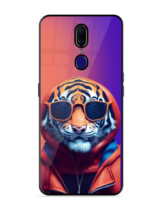 Tiger Animation Glossy Metal Phone Cover for Oppo F11 Zapvi