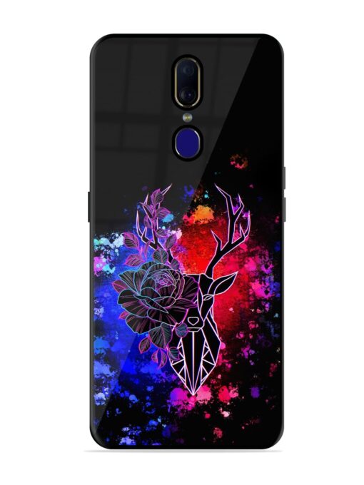 Floral Deer Art Glossy Metal Phone Cover for Oppo F11 Zapvi