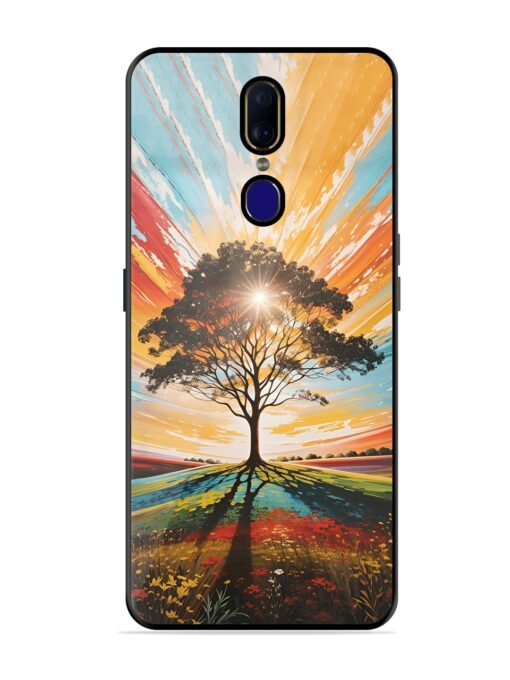 Abstract Tree Colorful Art Glossy Metal Phone Cover for Oppo F11 Zapvi