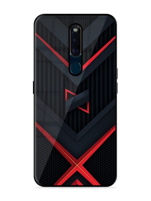 Red Gray Abstract Glossy Metal Phone Cover for Oppo F11 Pro