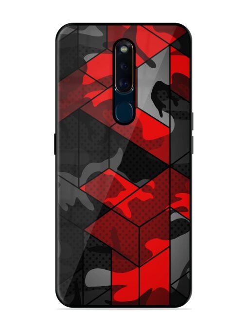 Royal Red Camouflage Pattern Glossy Metal Phone Cover for Oppo F11 Pro Zapvi