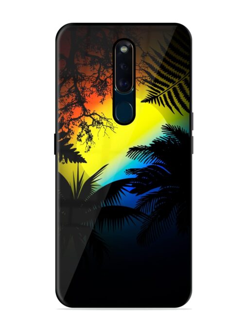 Colorful Sunset With Palm Trees Glossy Metal Phone Cover for Oppo F11 Pro Zapvi