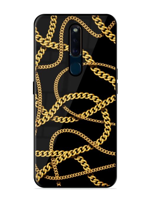 Decorative Golde Chain Glossy Metal Phone Cover for Oppo F11 Pro Zapvi