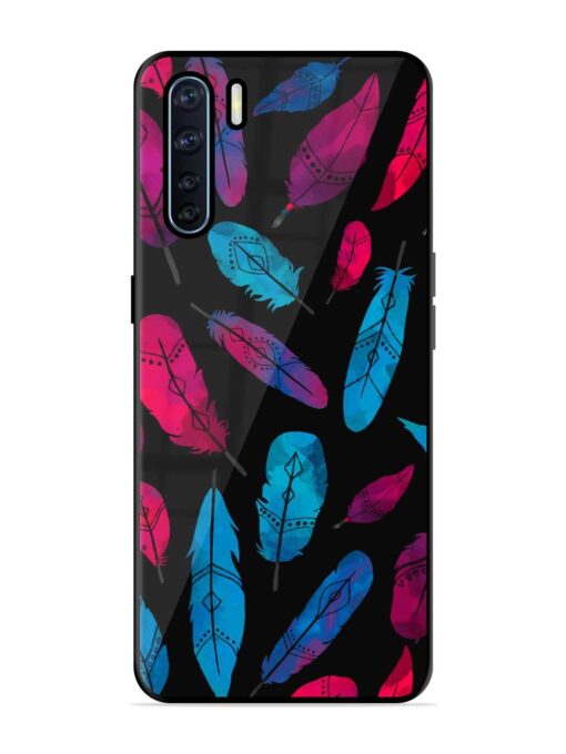 Feather Art Glossy Metal Phone Cover for Oppo F15 Zapvi