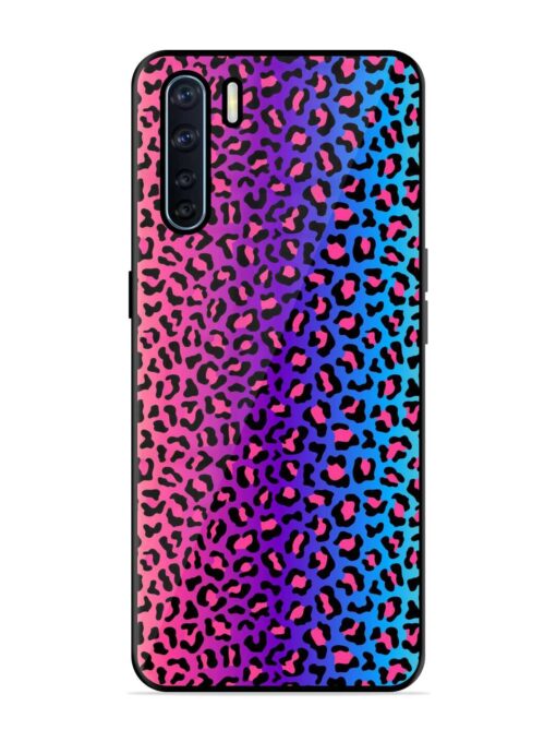 Colorful Leopard Seamless Glossy Metal Phone Cover for Oppo F15 Zapvi