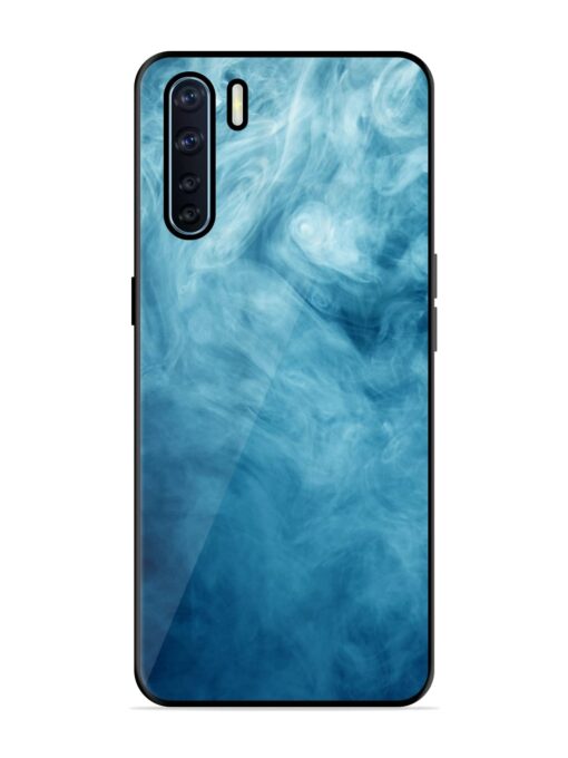 Blue Smoke Art Glossy Metal Phone Cover for Oppo F15 Zapvi