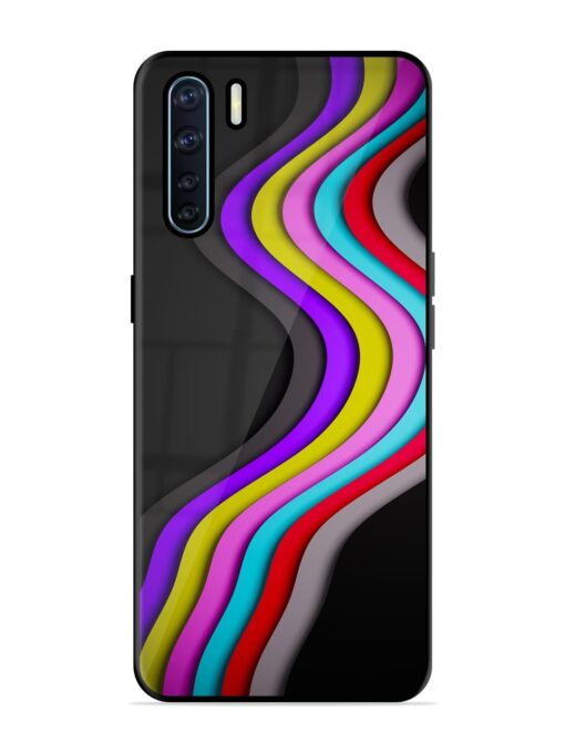 Liquid Blue Abstract Glossy Metal Phone Cover for Oppo F15