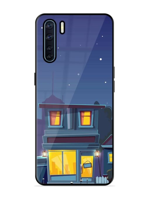 Vector Night House Glossy Metal Phone Cover for Oppo F15 Zapvi