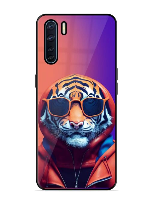 Tiger Animation Glossy Metal Phone Cover for Oppo F15