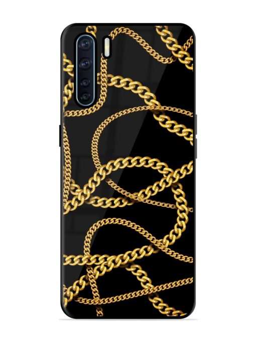 Decorative Golde Chain Glossy Metal Phone Cover for Oppo F15 Zapvi