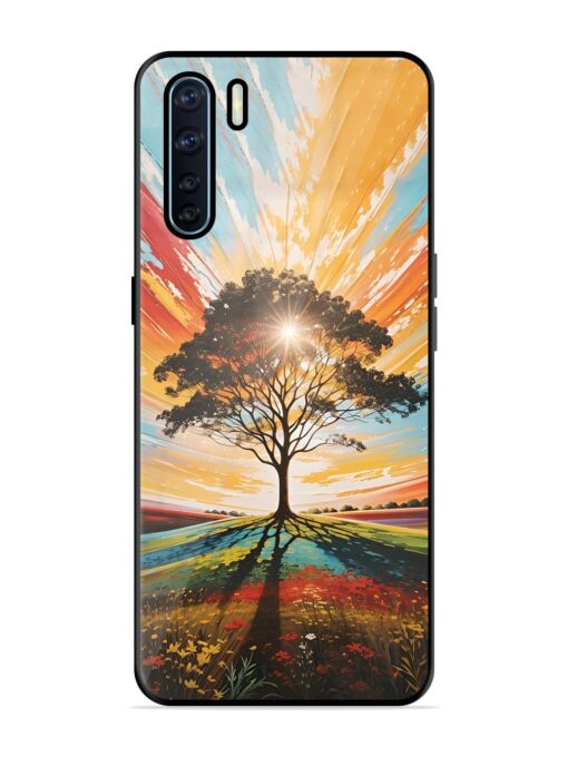 Abstract Tree Colorful Art Glossy Metal Phone Cover for Oppo F15 Zapvi