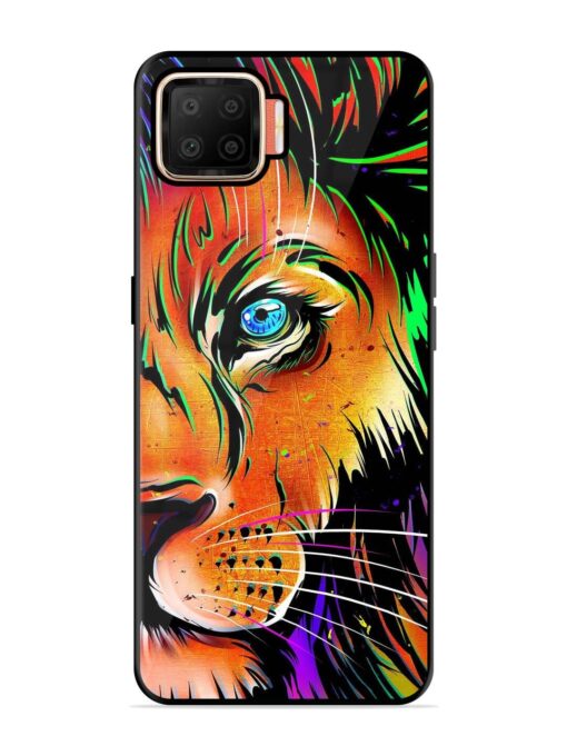 Colorful Lion Design Glossy Metal TPU Phone Cover for Oppo F17 Zapvi