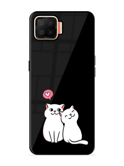 Cat Love Glossy Metal Phone Cover for Oppo F17 Zapvi