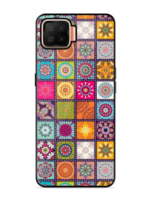 Seamless Pattern Vintage Glossy Metal Phone Cover for Oppo F17 Zapvi