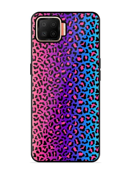 Colorful Leopard Seamless Glossy Metal Phone Cover for Oppo F17 Zapvi