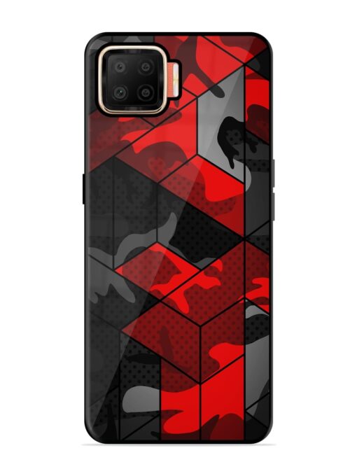 Royal Red Camouflage Pattern Glossy Metal Phone Cover for Oppo F17 Zapvi