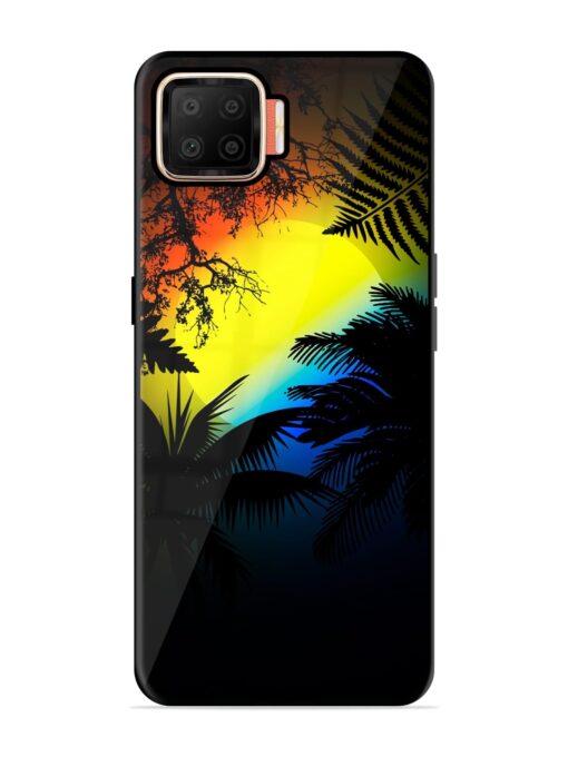 Colorful Sunset With Palm Trees Glossy Metal Phone Cover for Oppo F17 Zapvi