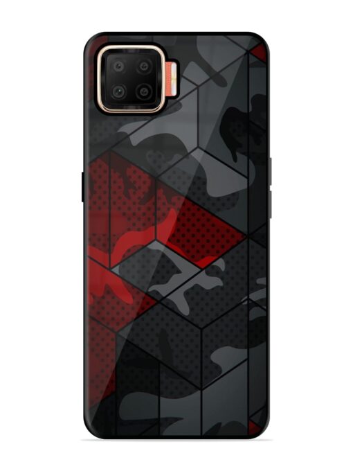 Red And Grey Pattern Glossy Metal Phone Cover for Oppo F17 Zapvi