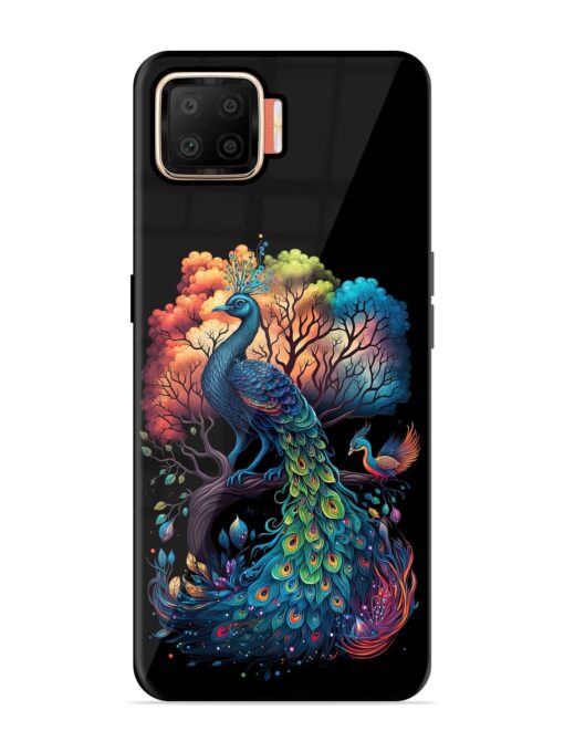 Peacock Tree Art Glossy Metal Phone Cover for Oppo F17 Zapvi