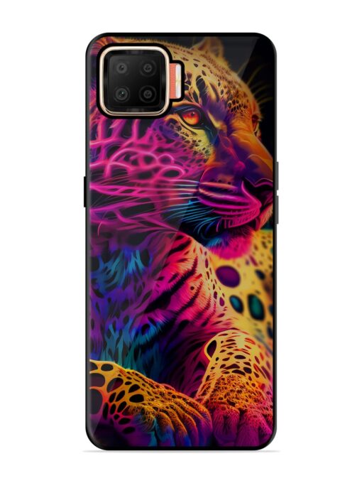 Leopard Art Glossy Metal Phone Cover for Oppo F17 Zapvi