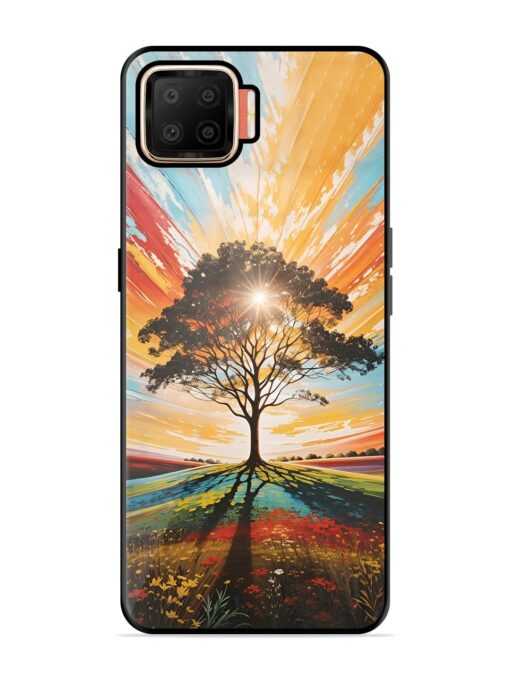 Abstract Tree Colorful Art Glossy Metal Phone Cover for Oppo F17 Zapvi