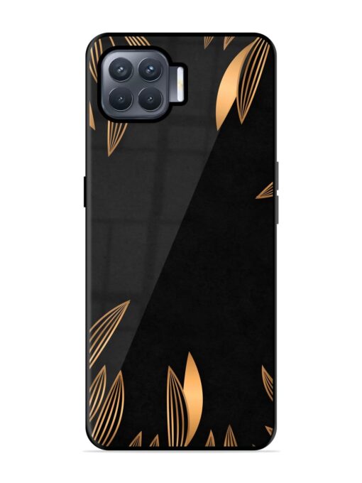 Golden Leaf Pattern Glossy Metal Phone Cover for Oppo F17 Pro Zapvi