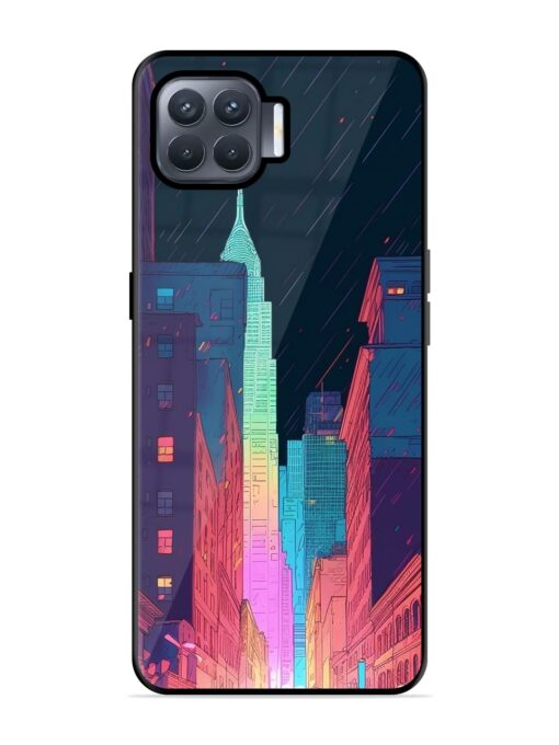 Minimal City Art Glossy Metal Phone Cover for Oppo F17 Pro