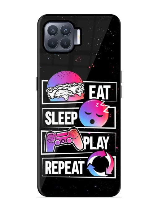 Eat Sleep Play Repeat Glossy Metal Phone Cover for Oppo F17 Pro Zapvi