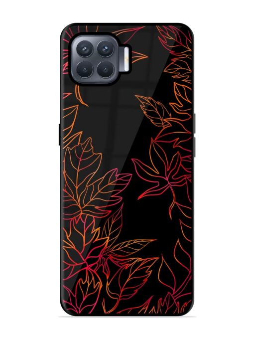 Red Floral Pattern Glossy Metal Phone Cover for Oppo F17 Pro