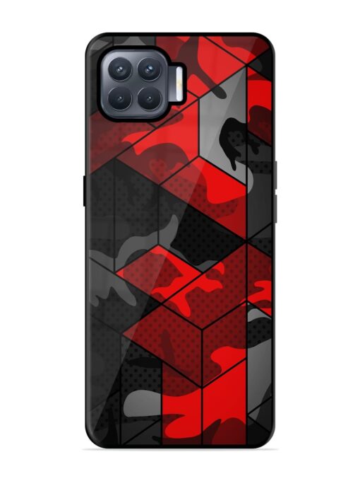 Royal Red Camouflage Pattern Glossy Metal Phone Cover for Oppo F17 Pro Zapvi