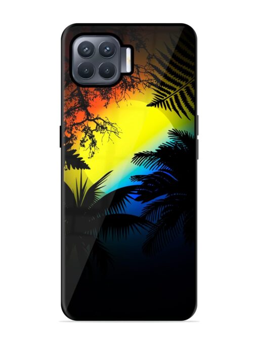 Colorful Sunset With Palm Trees Glossy Metal Phone Cover for Oppo F17 Pro Zapvi