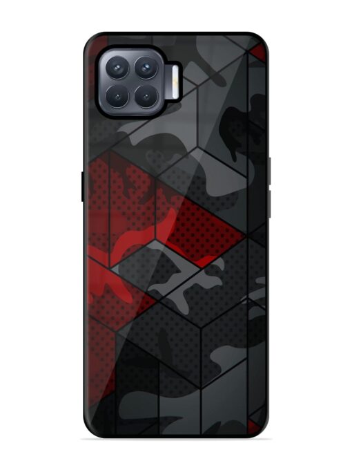 Red And Grey Pattern Glossy Metal Phone Cover for Oppo F17 Pro Zapvi