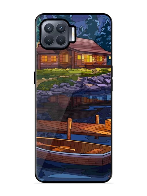 Village Night Scene Glossy Metal Phone Cover for Oppo F17 Pro