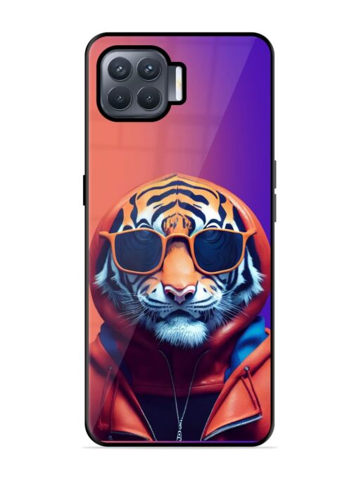 Tiger Animation Glossy Metal Phone Cover for Oppo F17 Pro