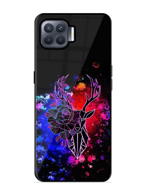 Floral Deer Art Glossy Metal Phone Cover for Oppo F17 Pro