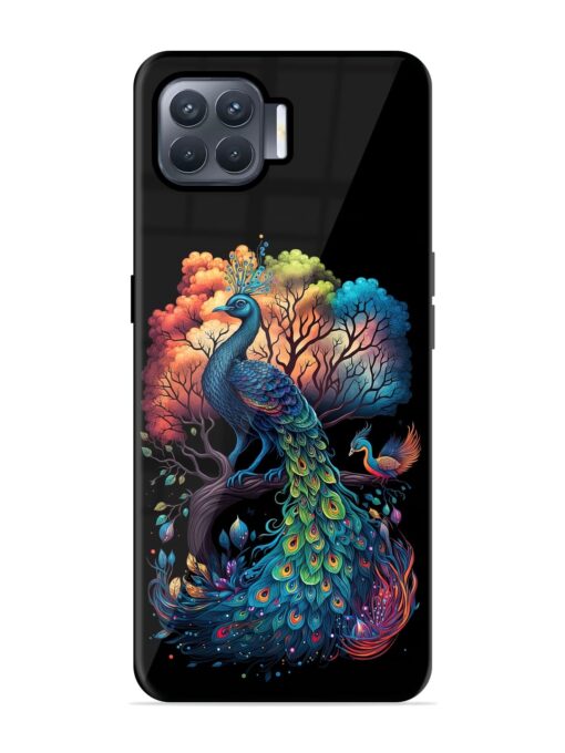 Peacock Tree Art Glossy Metal Phone Cover for Oppo F17 Pro