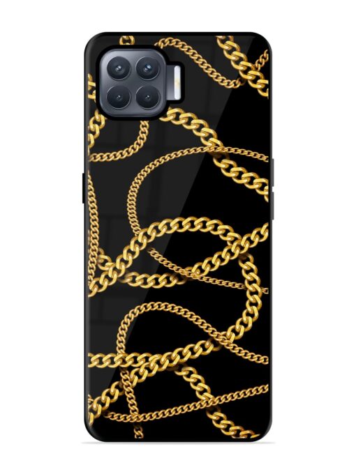 Decorative Golde Chain Glossy Metal Phone Cover for Oppo F17 Pro Zapvi