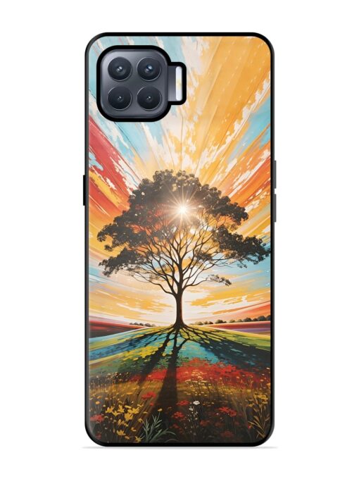 Abstract Tree Colorful Art Glossy Metal Phone Cover for Oppo F17 Pro Zapvi