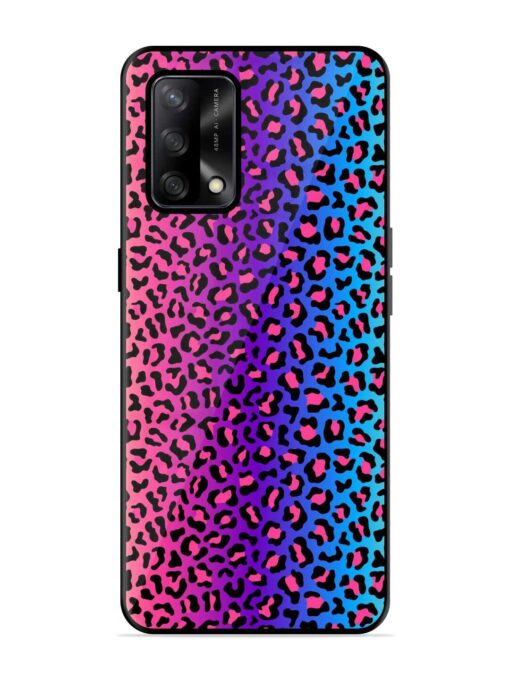 Colorful Leopard Seamless Glossy Metal Phone Cover for Oppo F19 Zapvi