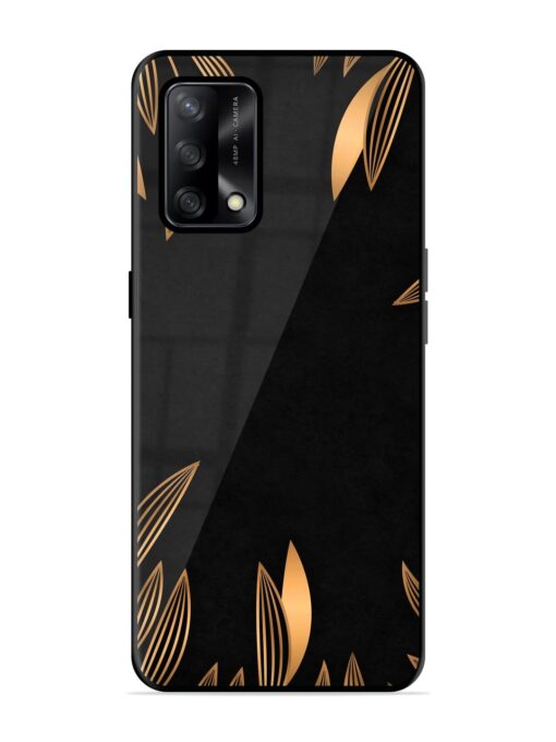 Golden Leaf Pattern Glossy Metal Phone Cover for Oppo F19 Zapvi